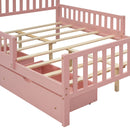 Platform Bed With Guardrails On Both Sides And 2 Storage Drawers