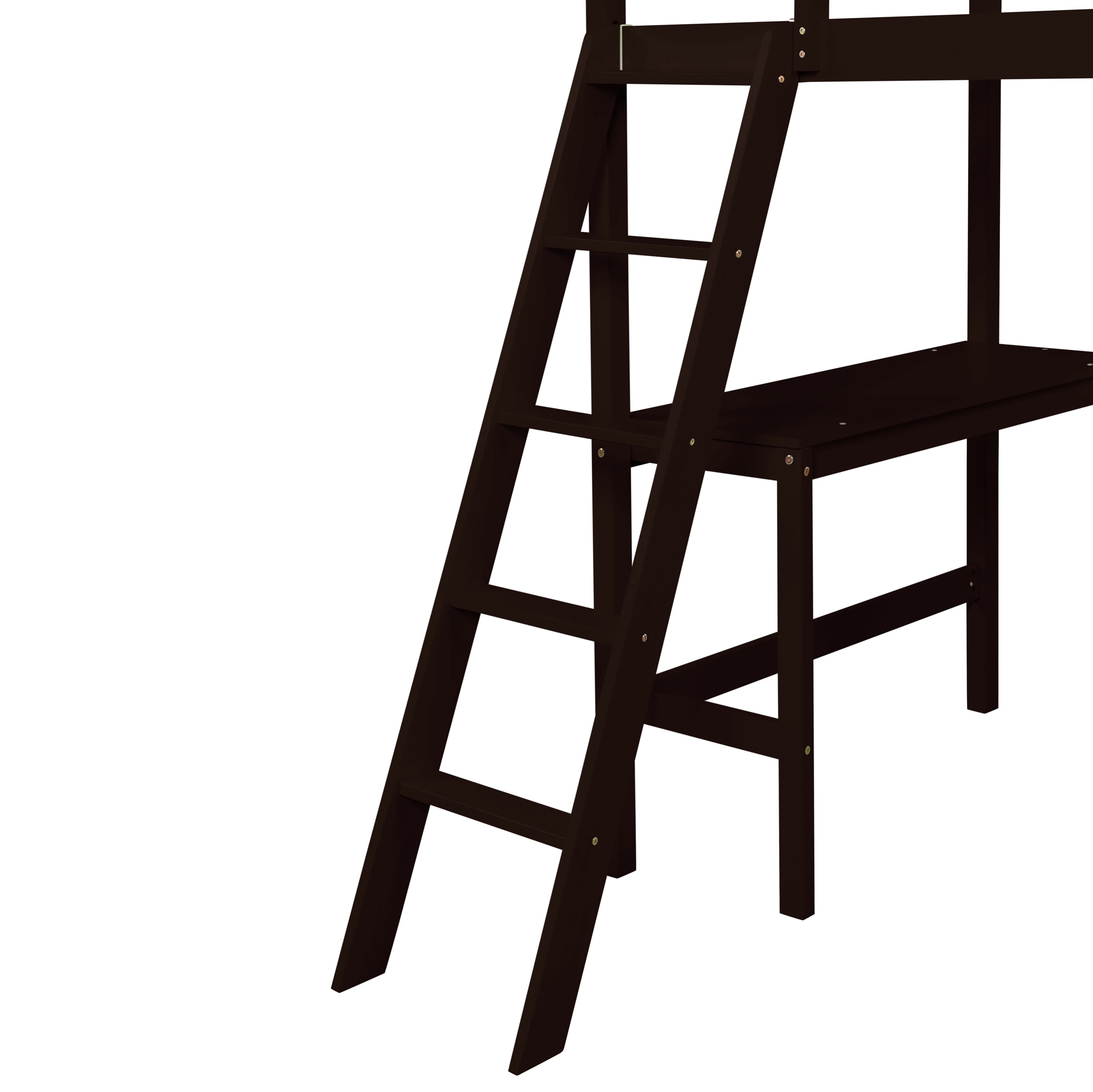 Twin Loft Bed with desk,ladder,shelves , Espresso - Atlantic Fine Furniture Melbourne FL