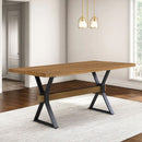 Farmhouse Style X Shaped Legs Dining Table With Moulded Details - Brown