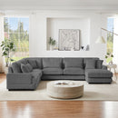 Oversized Sectional Sofa U - Shaped Sofa Couch Modern Sofa Upholstered In Soft Corduroy With A Chaise Lounge For Living Room