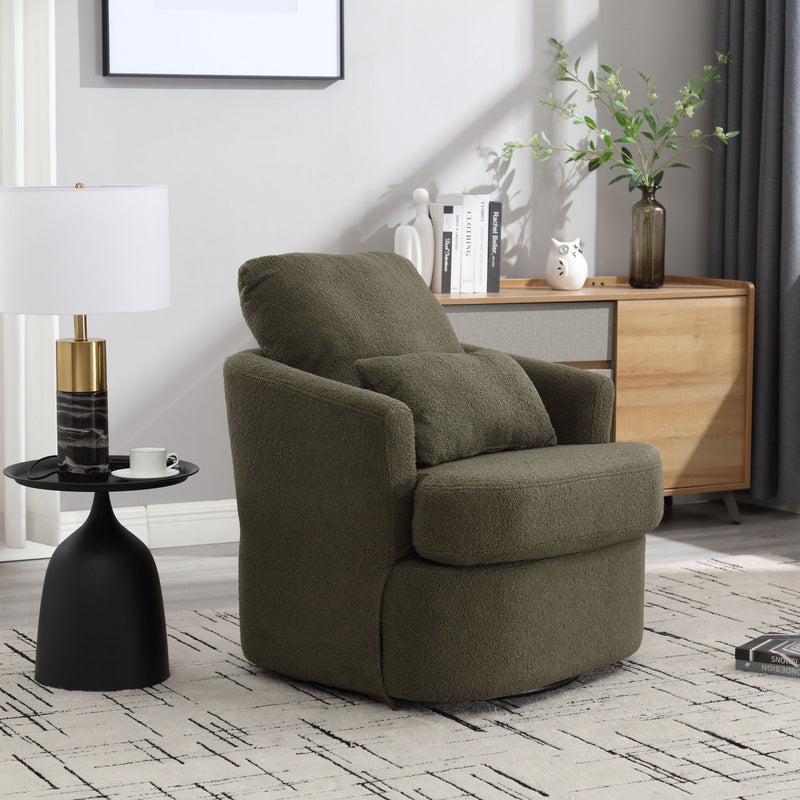 Modern Barrel Comfy Round Accent Sofa Chair, 360 Degree Swivel