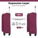 3 Piece Luggage Sets, Softshell Suitcase Spinner Wheels