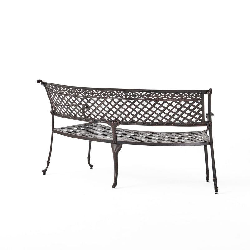 Sector - Bench With Curved Design And Diamond Cross Seat - Copper
