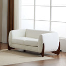 Contemporary Boucle Sherpa Sofa With Birch Wood Legs