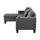 Modern Sectional Sofa Set With L Shape Chaise Lounge, Cup Holder, 4 Seat - Gray