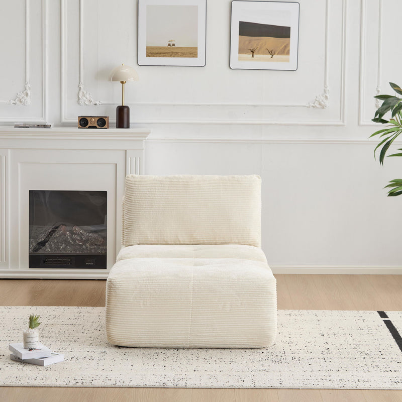 Compressed Sofa, Single Chaise Longue, Movable Ottoman For Living Room - Beige