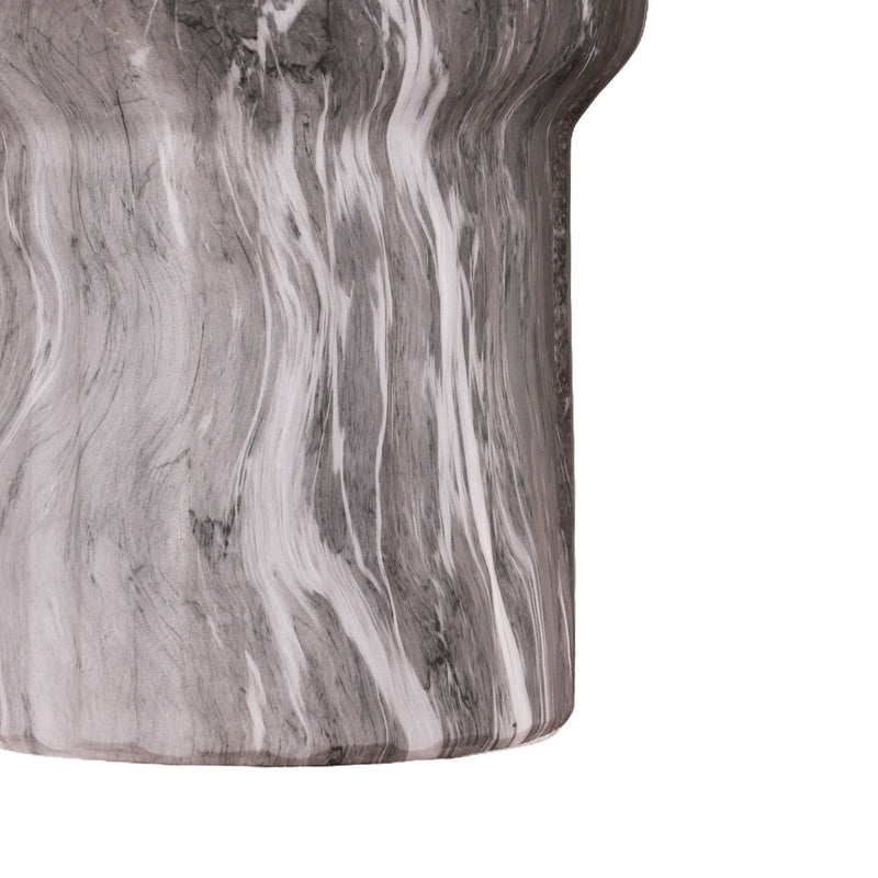 Round Geometric Outdoor End Table - Marble