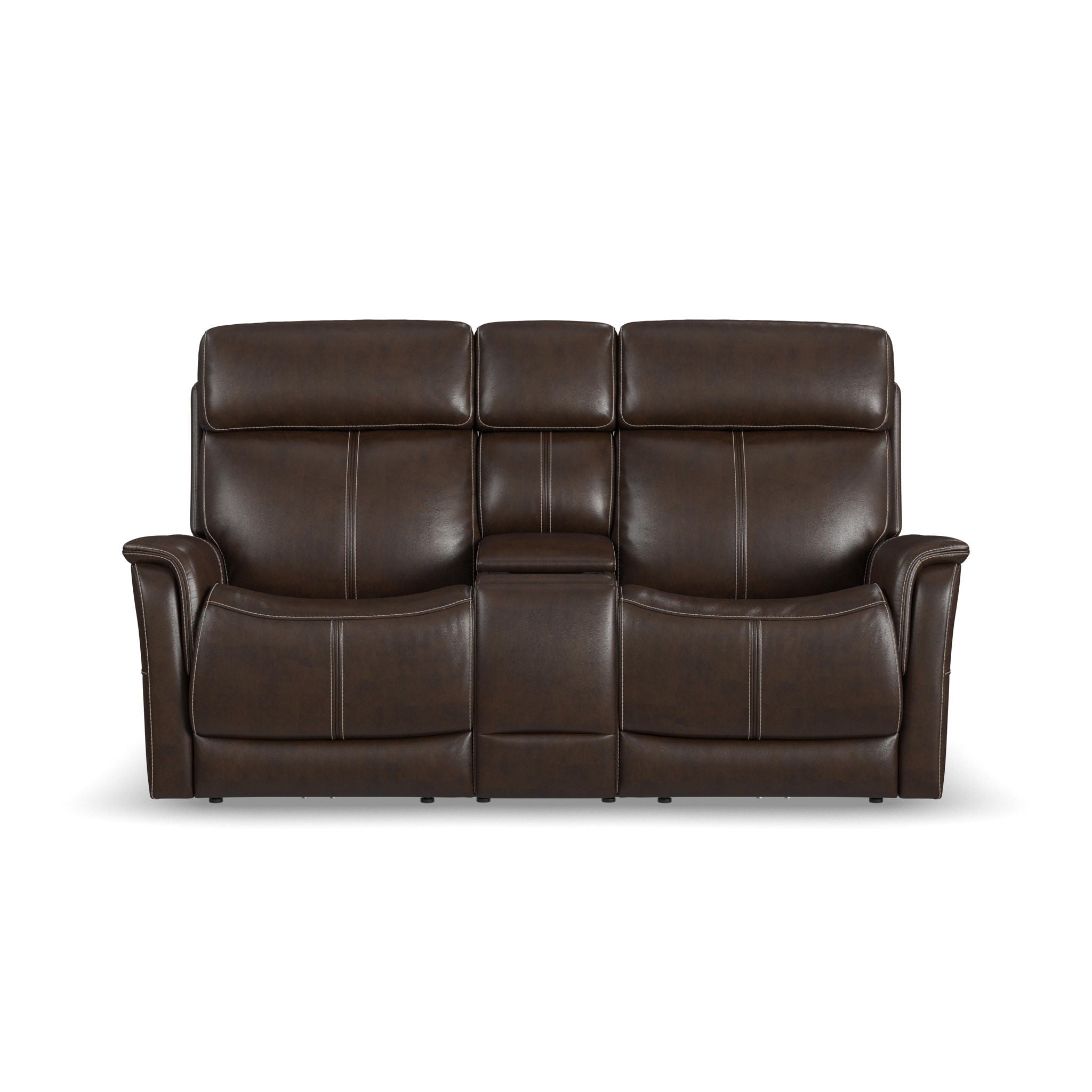 View - Power Reclining Loveseat With Console, Power Headrest & Lumbar