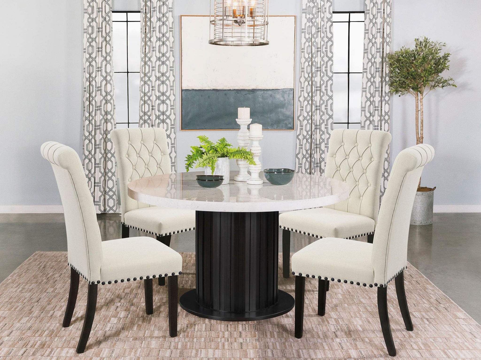 Alana Fabric Upholstered Dining Side Chair Beige (Set of 2) - Atlantic Fine Furniture Melbourne FL