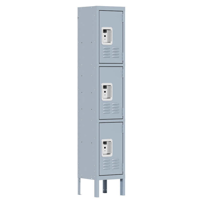 Lockers For Employees With 3 Door Storage Locker Durable For Gym, School, Office - Gray