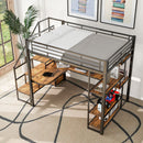 Loft Bed With Storage Staircase And Small Wardrobe, Built - In Desk And Storage Shelves