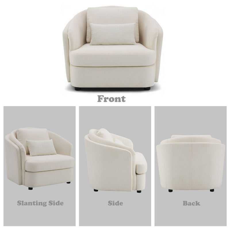 Mariko - Chair With Pillow - Beige Linen