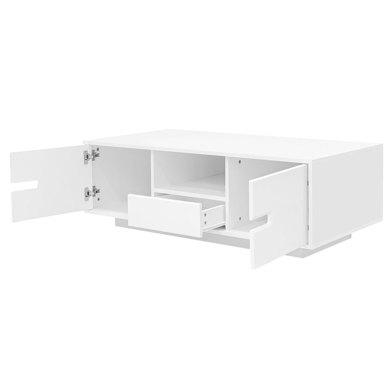 Modern High Glossy Rectangle Coffee Table With 16 Color LED Lights For Living Room