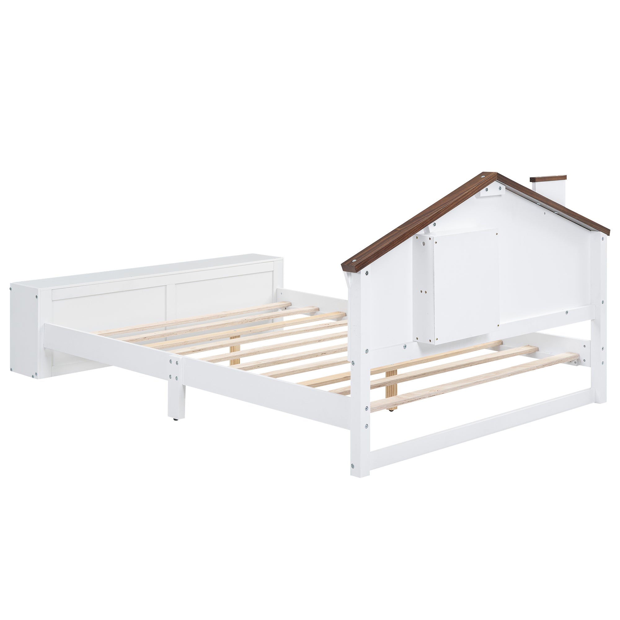 Full Size House Platform Bed with LED Lights and Storage, White - Atlantic Fine Furniture Melbourne FL