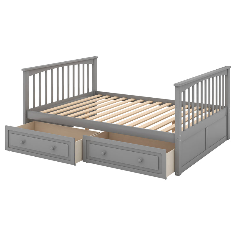 Full over Full Bunk Bed with Drawers, Convertible Beds, Gray(OLD SKU:SM000241AAE-1)