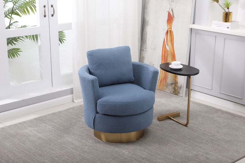 Barrel Chair, Swivel Accent Chairs Armchair For Living Room, Reading Chairs For Bedroom Comfy, Round Barrel Chairs With Gold Stainless Steel Base