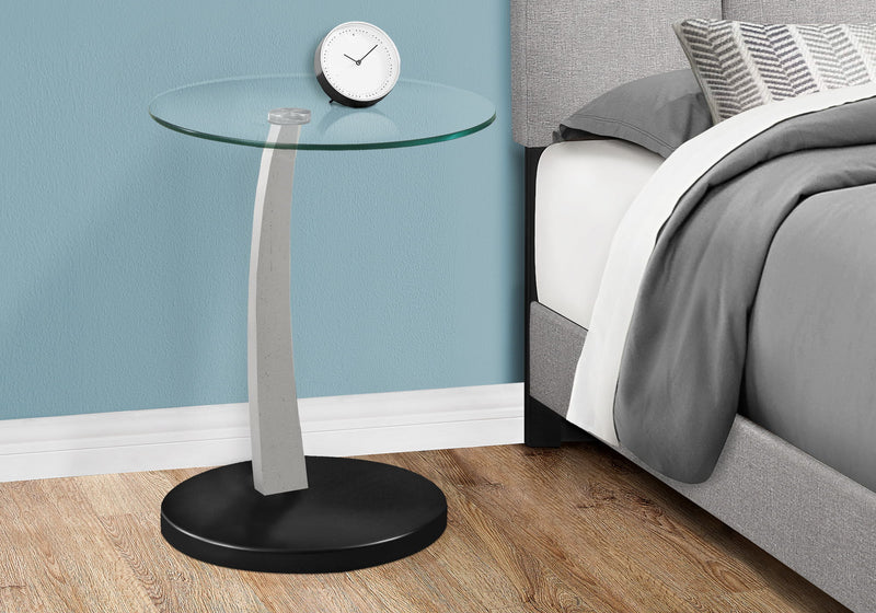 C-Shaped Accent Table Clear Tempered Glass For Living Room