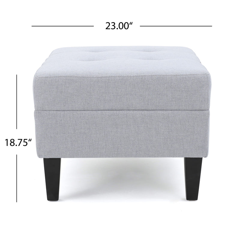 Contemporary Ottoman Footstool With Tufted Upholstery - Light Gray