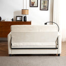 Pull-Out Sleeper Sofa With Reversible Backrest Cushion, Side Pockets, 2 USB Ports And A Phone Holder For Living Room