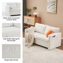 Modern Loveseat Sofa 2 Seater Plush Chenille Fabric Couch With High Density Foam Cushions - Ivory White