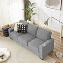 Modern Snowfleece Fabric 3 Seater Sofa With Cup Holder