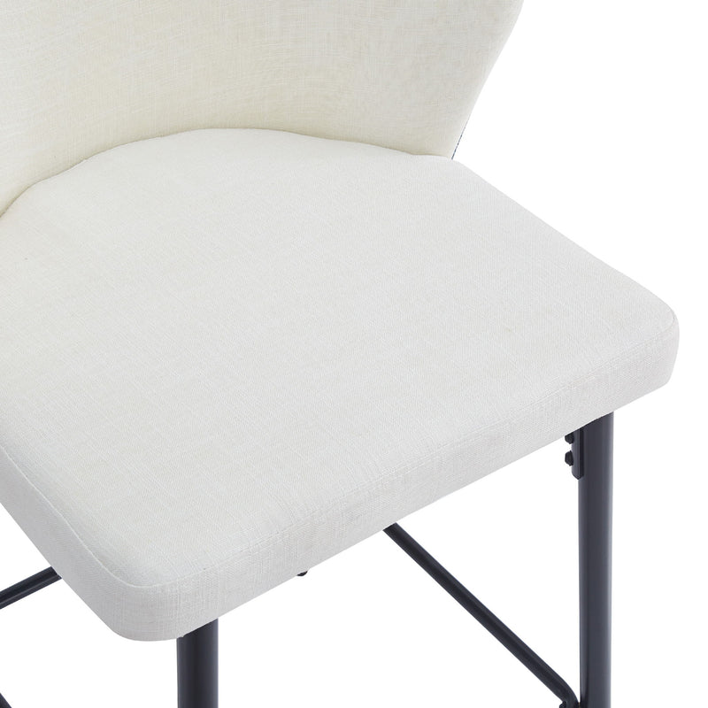 Counter Height Bar Stools (Set of 2), Jacquard Upholstered, Metal Footrest