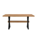 Farmhouse Style X Shaped Legs Dining Table With Metal - Natural