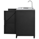 Outdoor Movable Kitchen Sink Patio Modular Kitchen Sink Station With Cabinet For Garden, Patio, Backyard - Matte Black