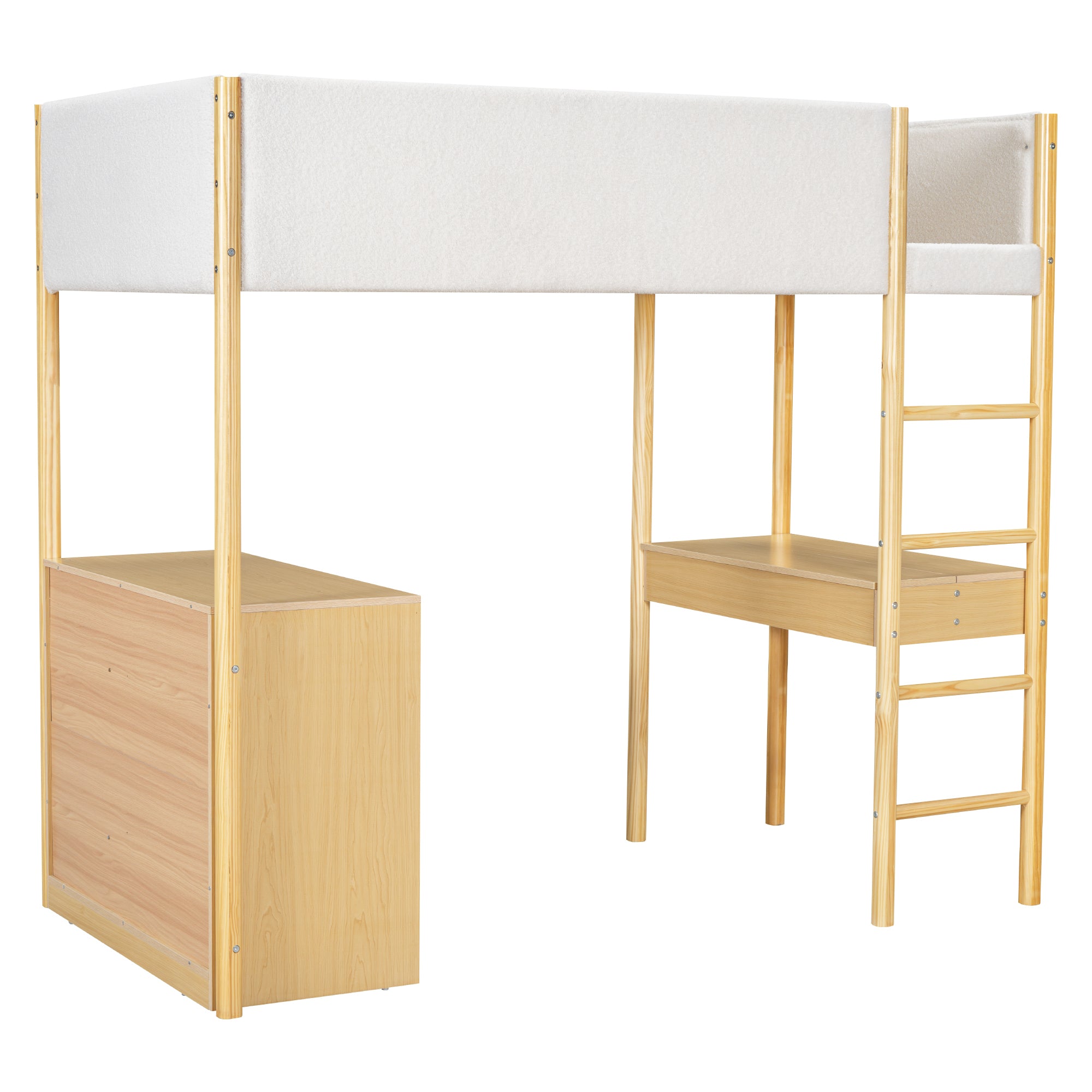 Twin Size Teddy FleeceLoft Bed Wood Bed, Natural - Atlantic Fine Furniture Melbourne FL