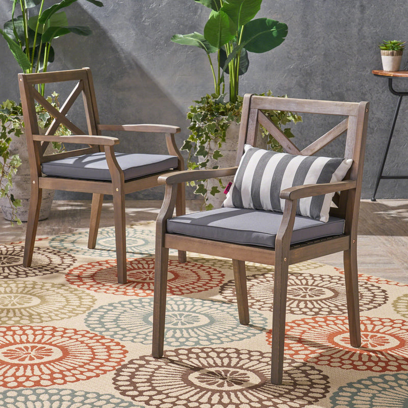 Perla - Dining Chair Set With Cushions 2 Piece - Dark Gray