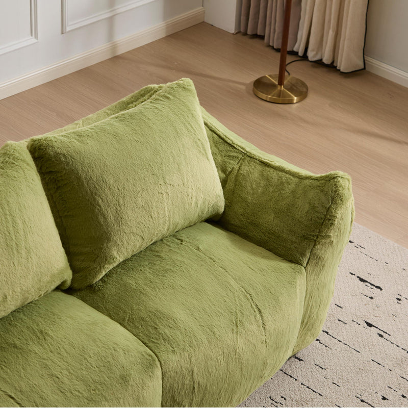 Giant Bean Bag Couch, Ultra Soft Fluffy Loveseat For Living Room Reading Chair With Pillows - Green