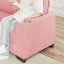 Modern Snowfleece Fabric 3 Seater Sofa With Cup Holder