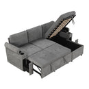 Convertible L Shaped Sofa Couch With Storage, Cup Holders, USB Ports