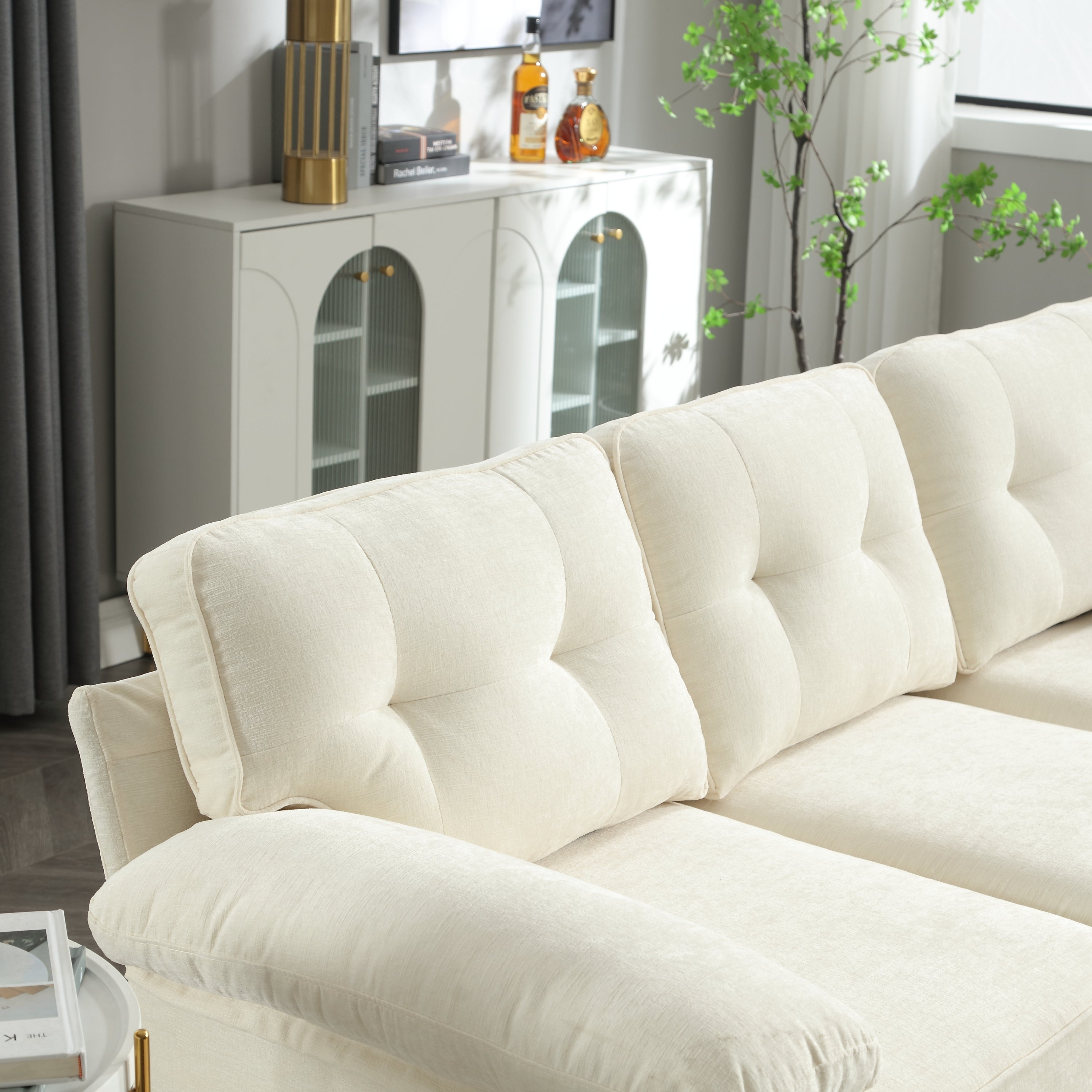 Oversized Modular Sectional Sofa, Chenille U-Shaped Couch with Chaise/Ottoman, 7 Seater Living Room Furniture Sets