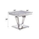 Satinka - End Table - Light Gray Printed Faux Marble Top & Mirrored Silver