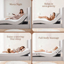 Caron - Queen Size Upholstered Wingback Bed With Adjustable Base Bundle Set - Ivory