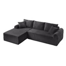 Modular Corduroy Sectional With Arched Armrests, Includes 3 Back Cushions & 2 Throw Pillows