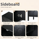 Stylish Storage Cabinet Sideboard With Unique Geometric Circle Door Design - Black