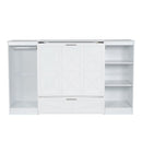 Twin Size Murphy Bed With Bedside Shelves And Wardrobe - White