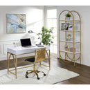 Lightmane - Desk - White High Gloss & Gold - Atlantic Fine Furniture Inc