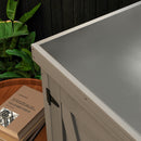 Rustic Cedar Wood Potting Bench With Storage Cabinet And Metal Top For Outdoor Patio - Gray