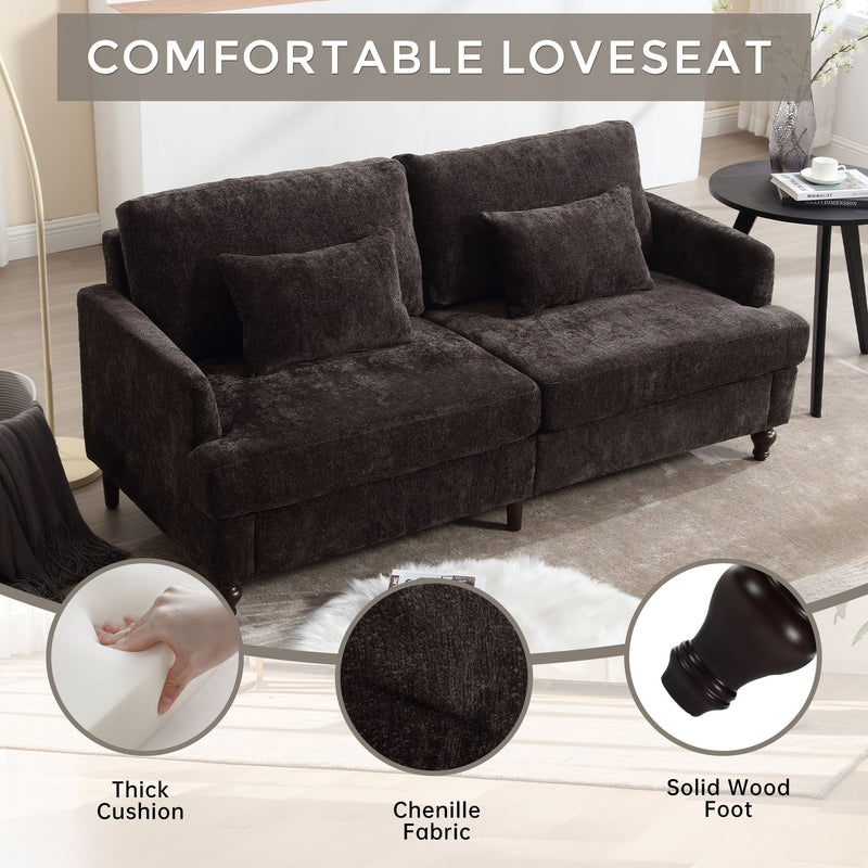 Mid Century Modern Chenille Fabric Loveseat Sofa, 2 Seat Upholstered Couch
