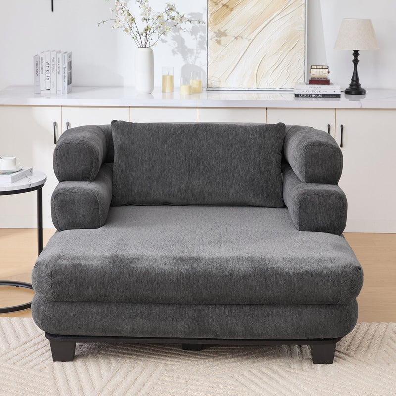 Oversized Chaise Lounge Sofa Bed With Deep Seat And Layered Armrests