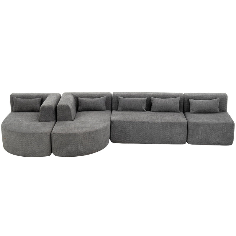 Upholstered Sofa Free Combined Sofa Couch With Two Chaise Lounge And Five Back Pillows For Living Room