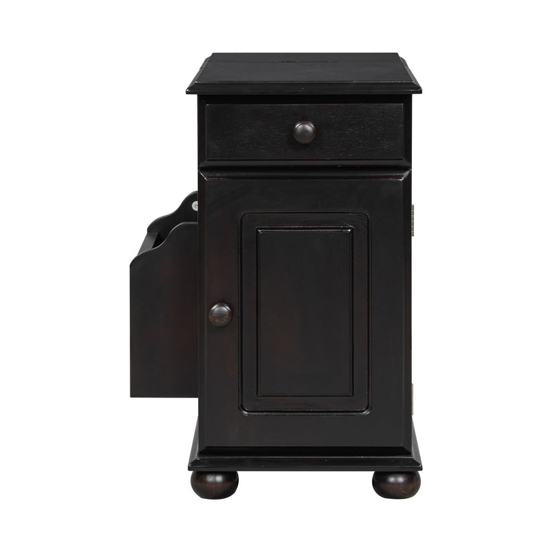 Vintage Flip Top Side Table With USB Ports