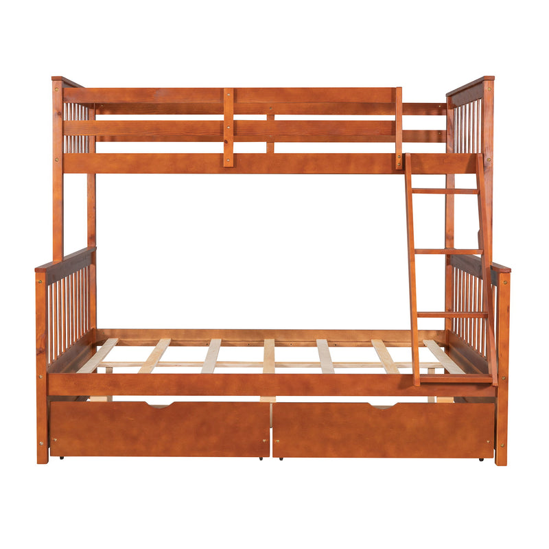 Twin Over Full Bunk Bed With Ladders And Two Storage Drawers