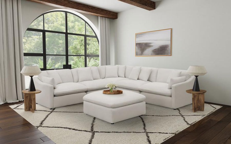 Hobson - Square Upholstered Ottoman - Ivory