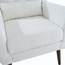 Modern Accent Chair, Chenille Arm Chairs For Living Room, Upholstered Mordern Armchair, Comfy Soft Padded Lounge Chair In Small Space, Bedroom, With Pillow, Solid Wood Leg