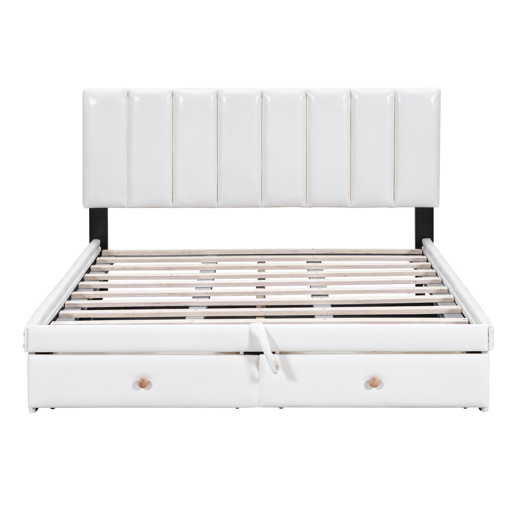 Full Size Upholstered Bed with Hydraulic Storage System and Drawer, White - Atlantic Fine Furniture Melbourne FL