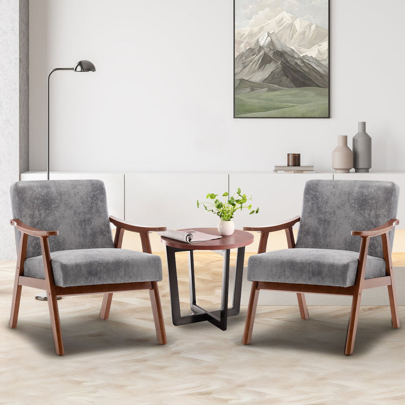 Mid Century Modern Accent Chair With Solid Wood Frame And Extra Thick Backrest